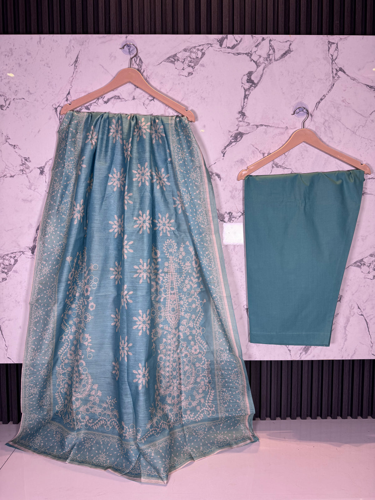 3 Piece Winter Cambric Embroidered Suit