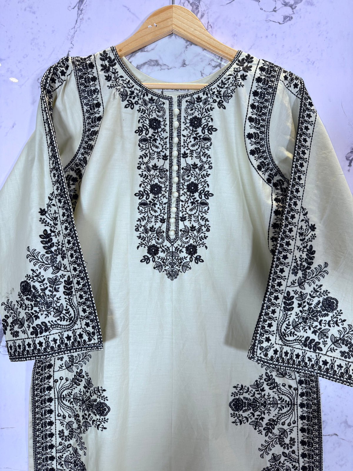 3 Piece Winter Cambric Embroidered Suit
