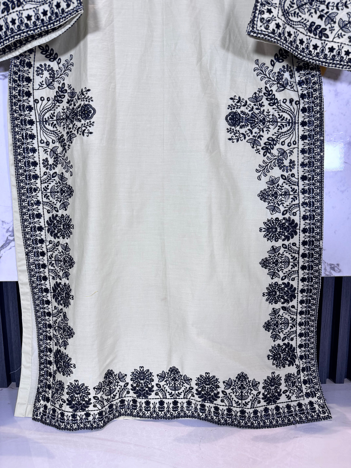 3 Piece Winter Cambric Embroidered Suit