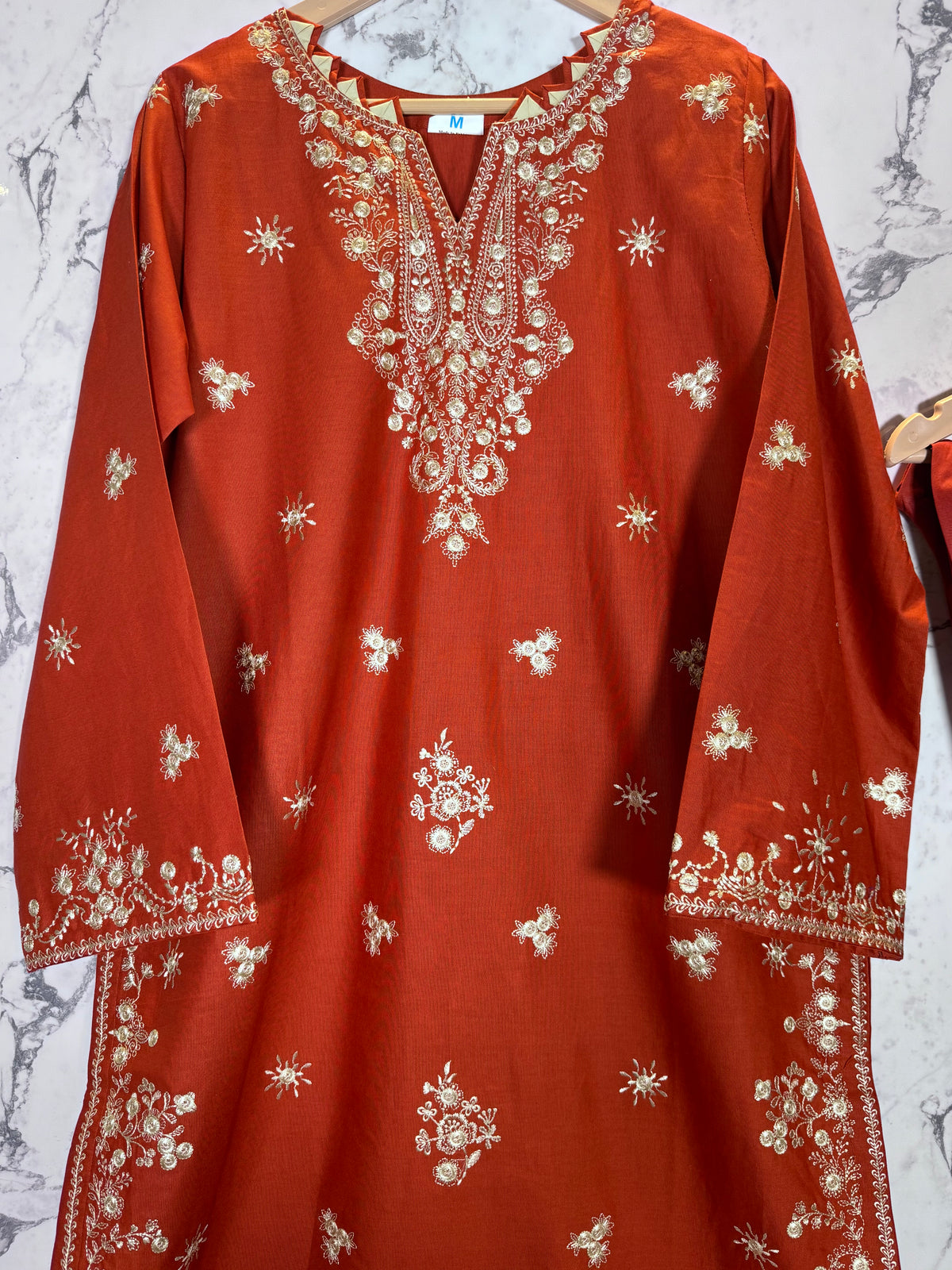 3 Piece Winter Cambric Embroidered Suit