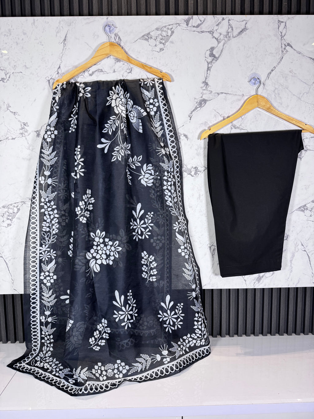 3 Piece Winter Cambric Embroidered Suit