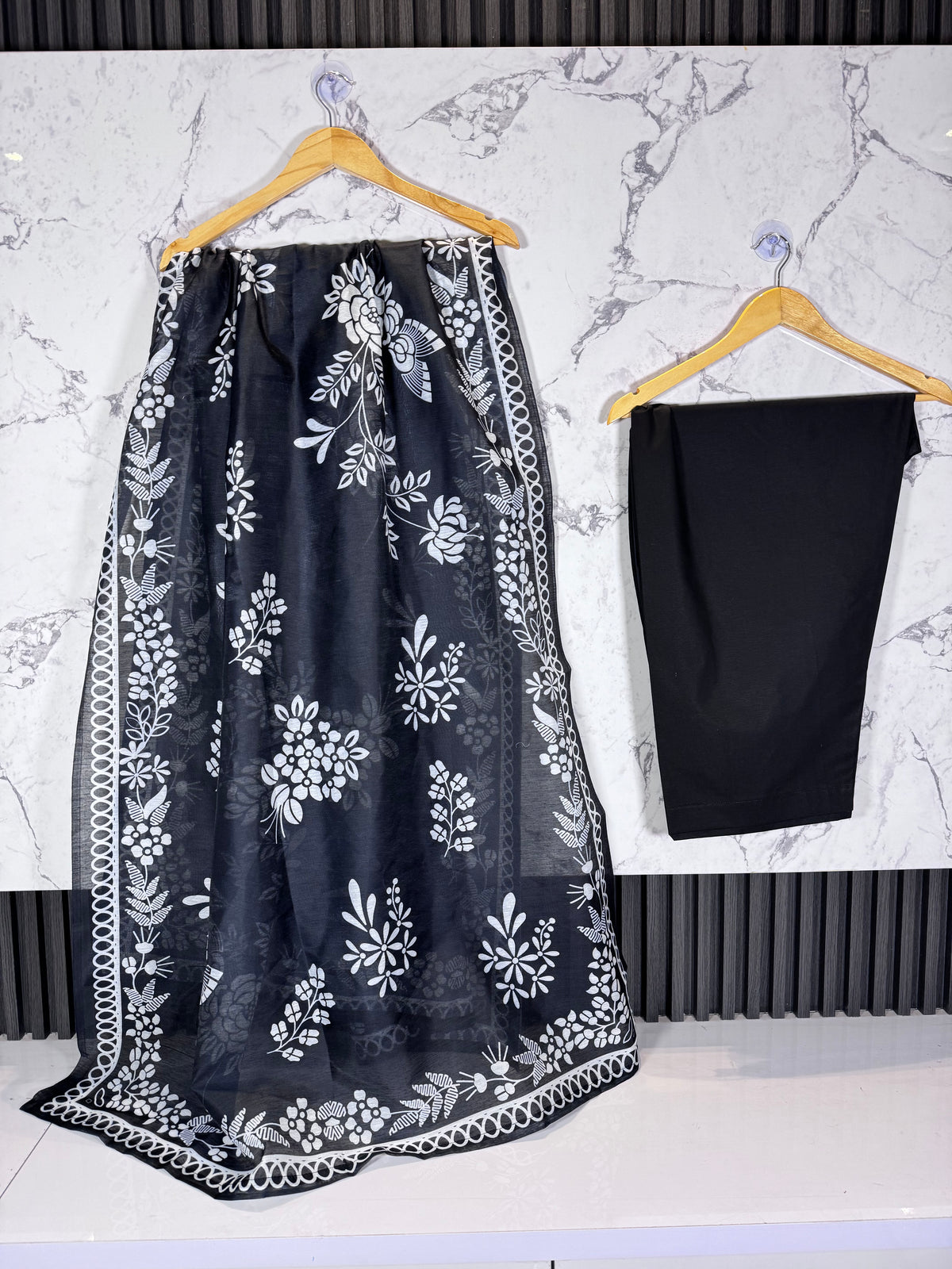 3 Piece Winter Cambric Embroidered Suit