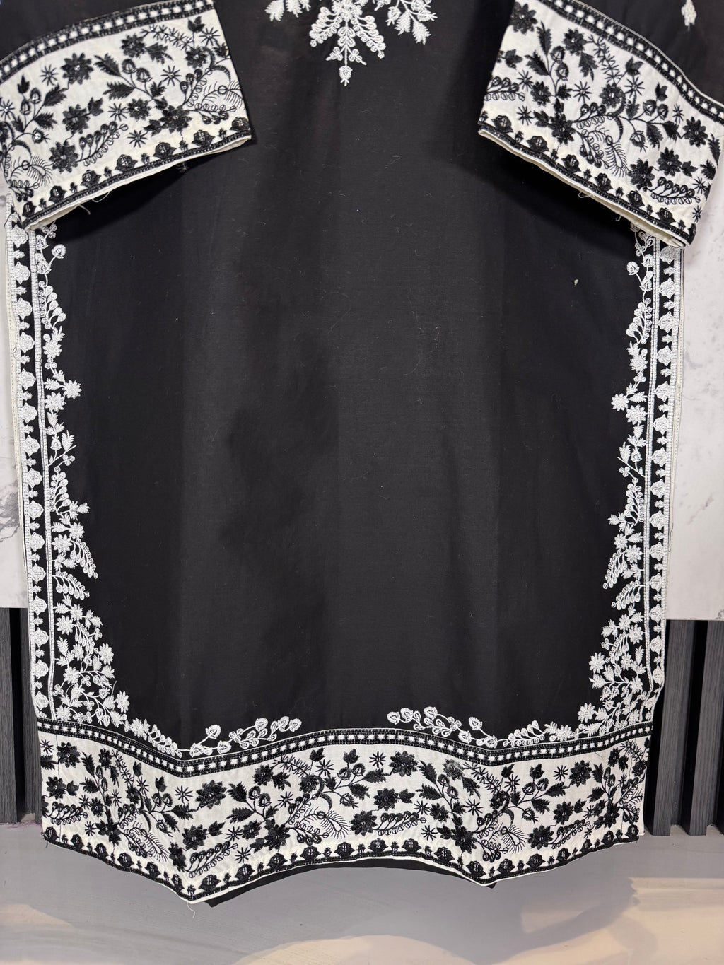 3 Piece Winter Cambric Embroidered Suit