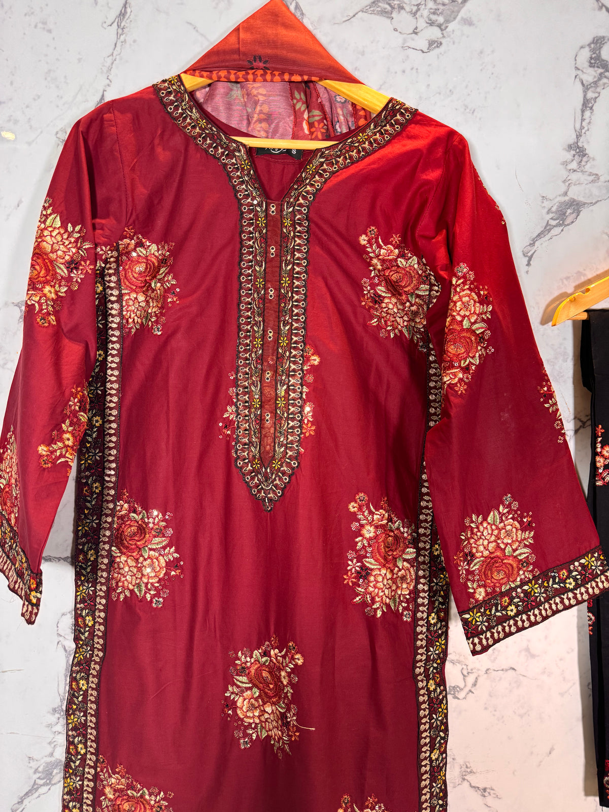 3 Piece Embroidered Winter Cambric Suit