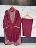 3 Piece Winter Dhanak Embroidered Suit