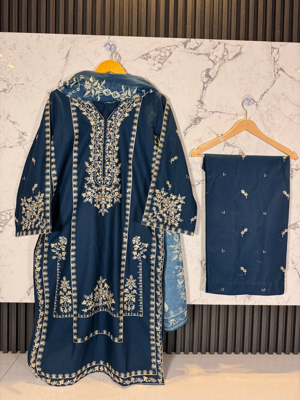 3 Piece Embroidered Winter Cotton Suit