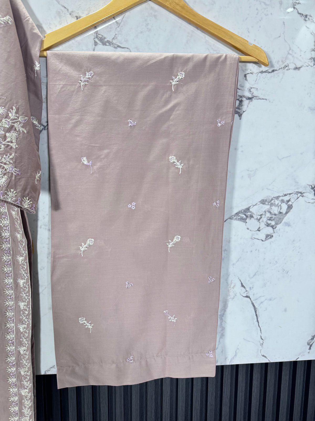3 Piece Winter Cambric Embroidered Suit