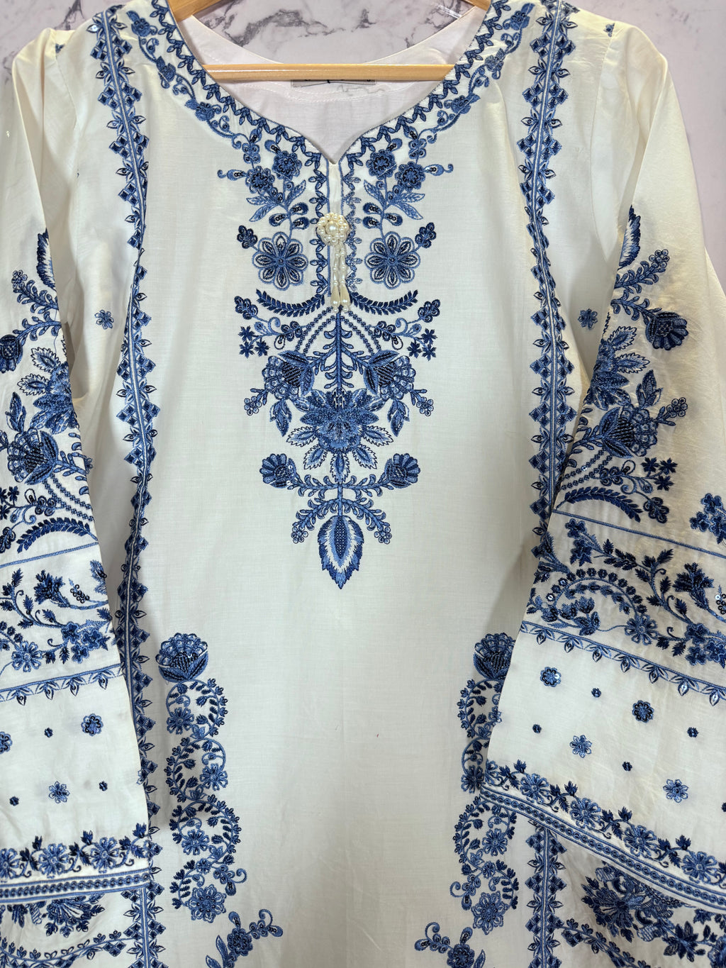 3 Piece Winter Cambric Embroidered Suit