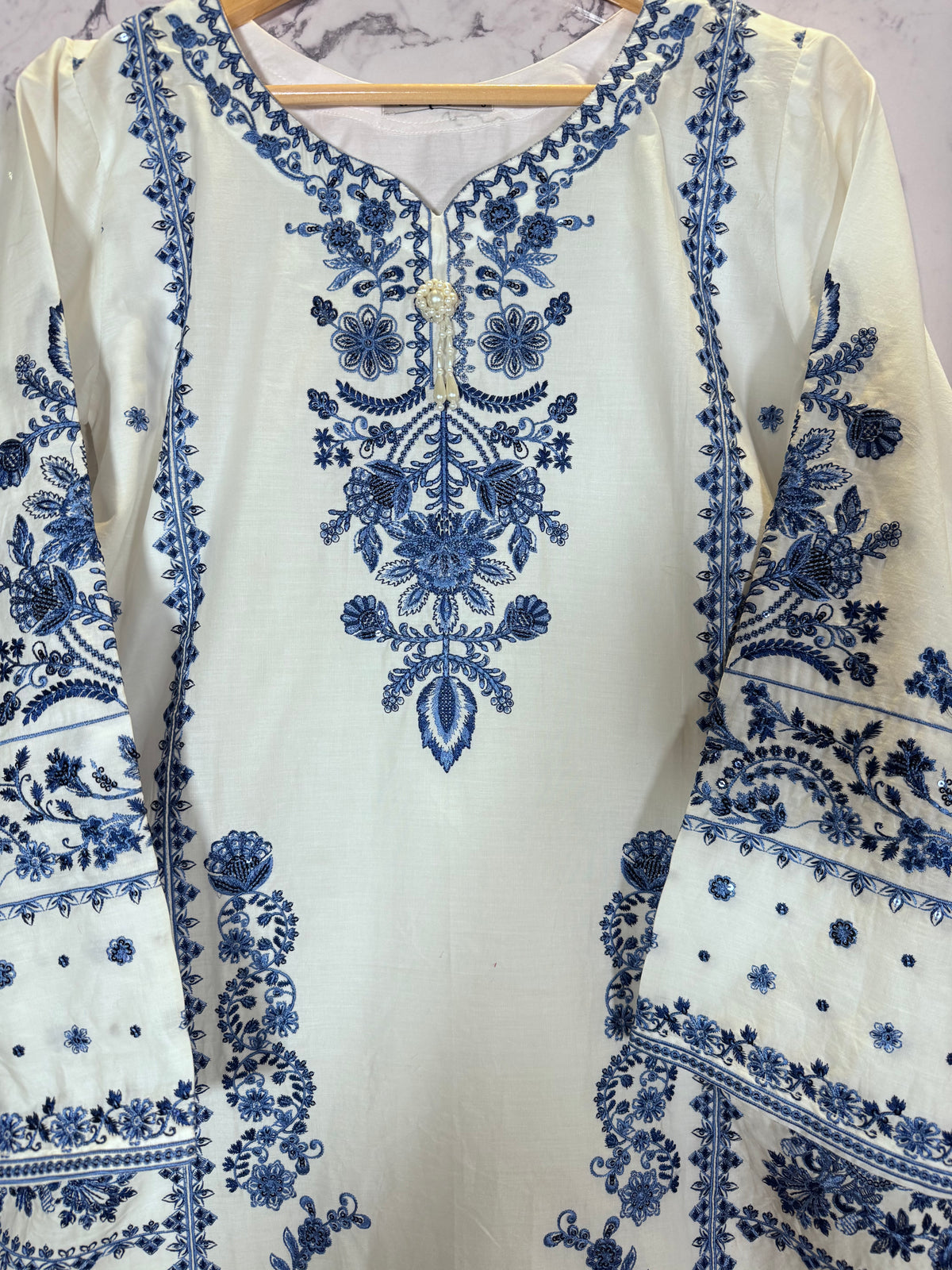 3 Piece Winter Cambric Embroidered Suit