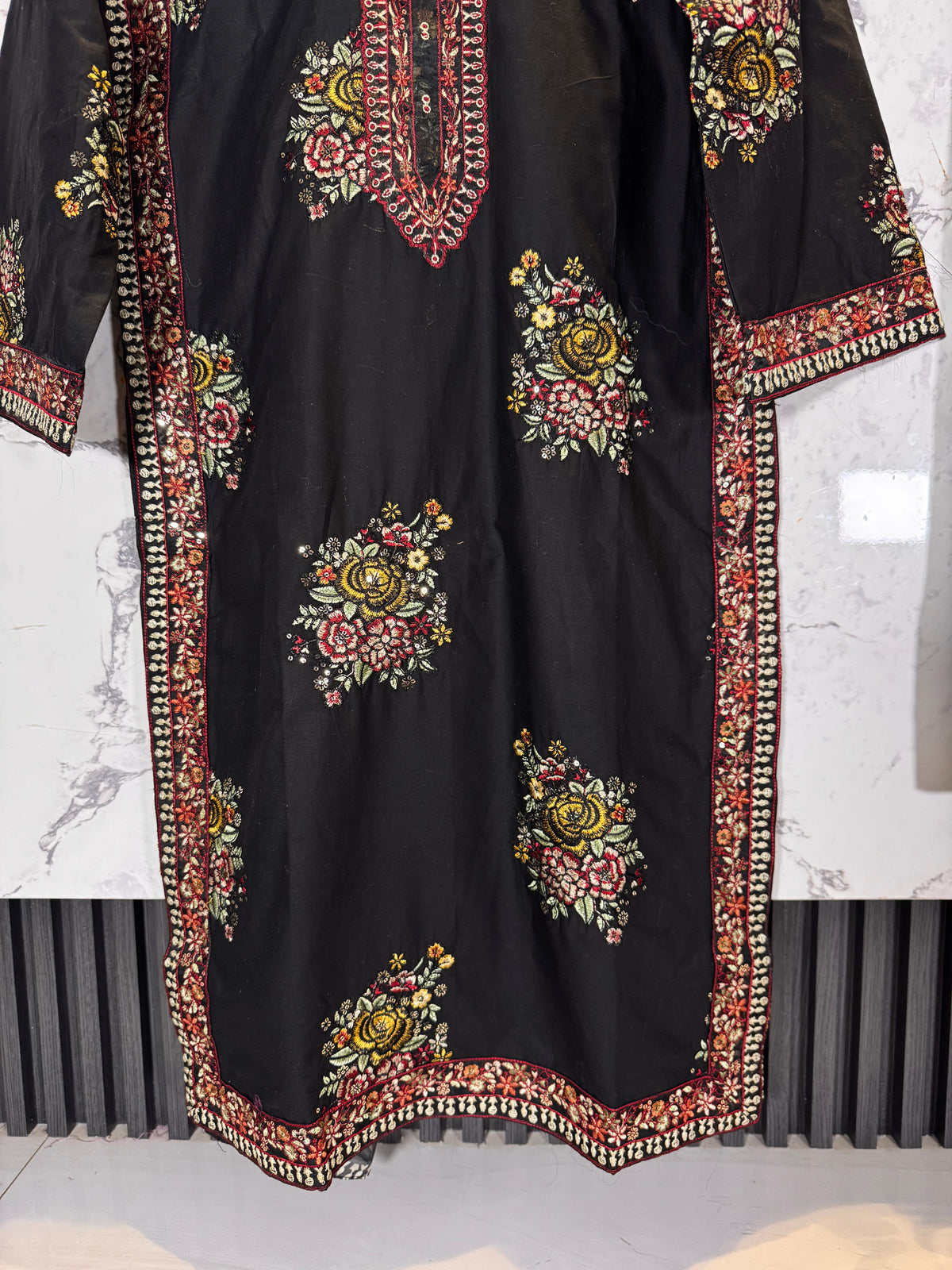 3 Piece Embroidered Winter Cambric suit