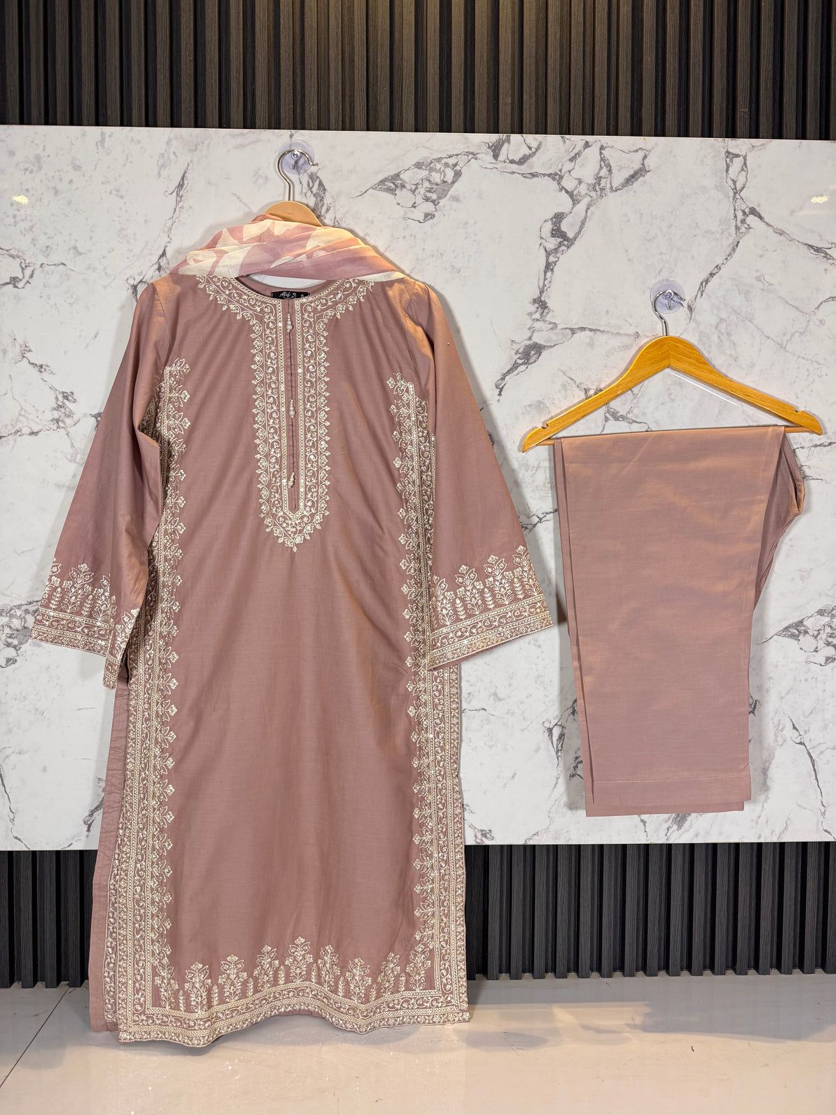 3 Piece Embroidered Winter Cotton Suit