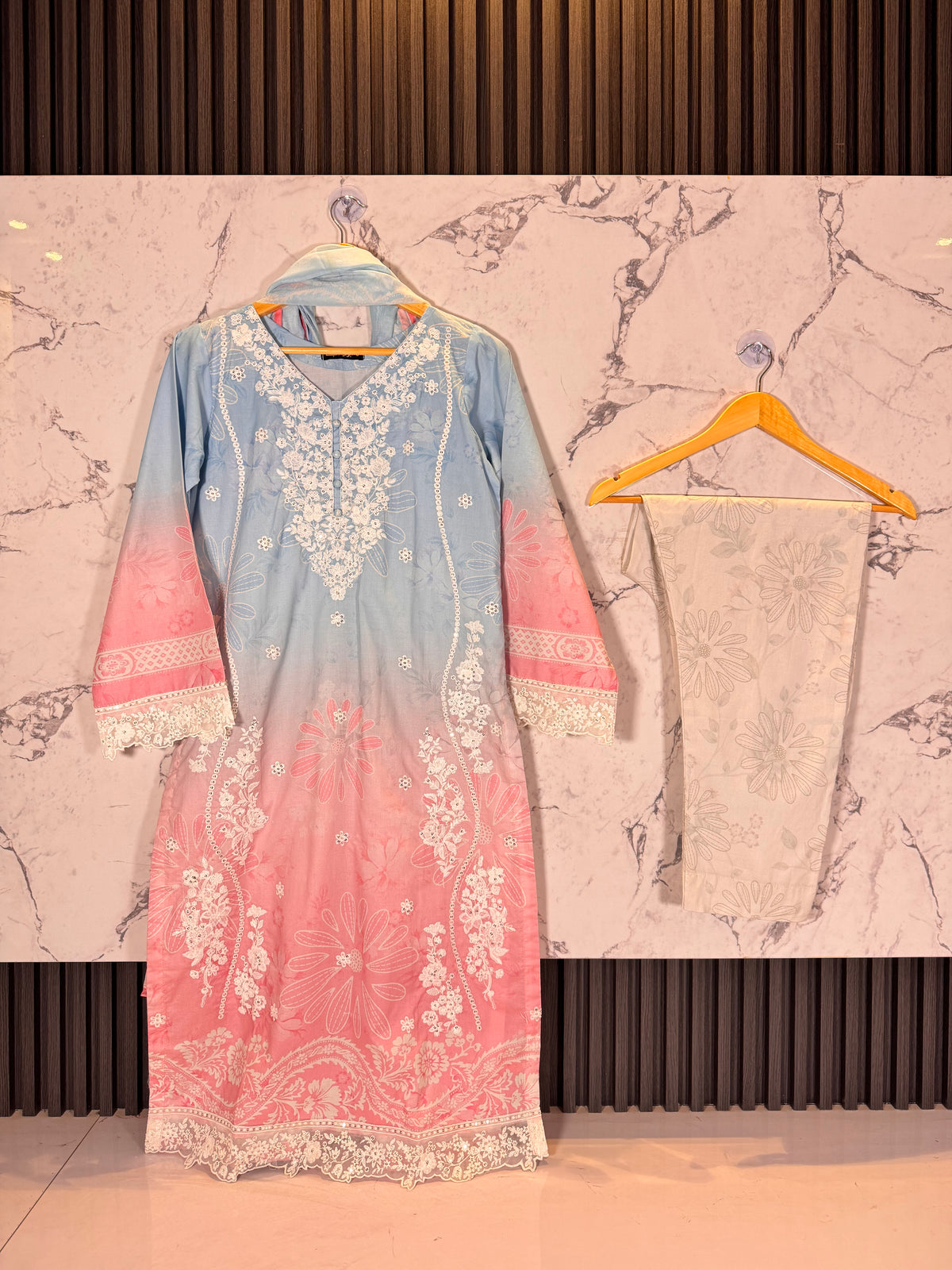 3 Piece Embroidered Winter Cambric Suit