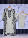 3 Piece Winter Cambric Embroidered Suit