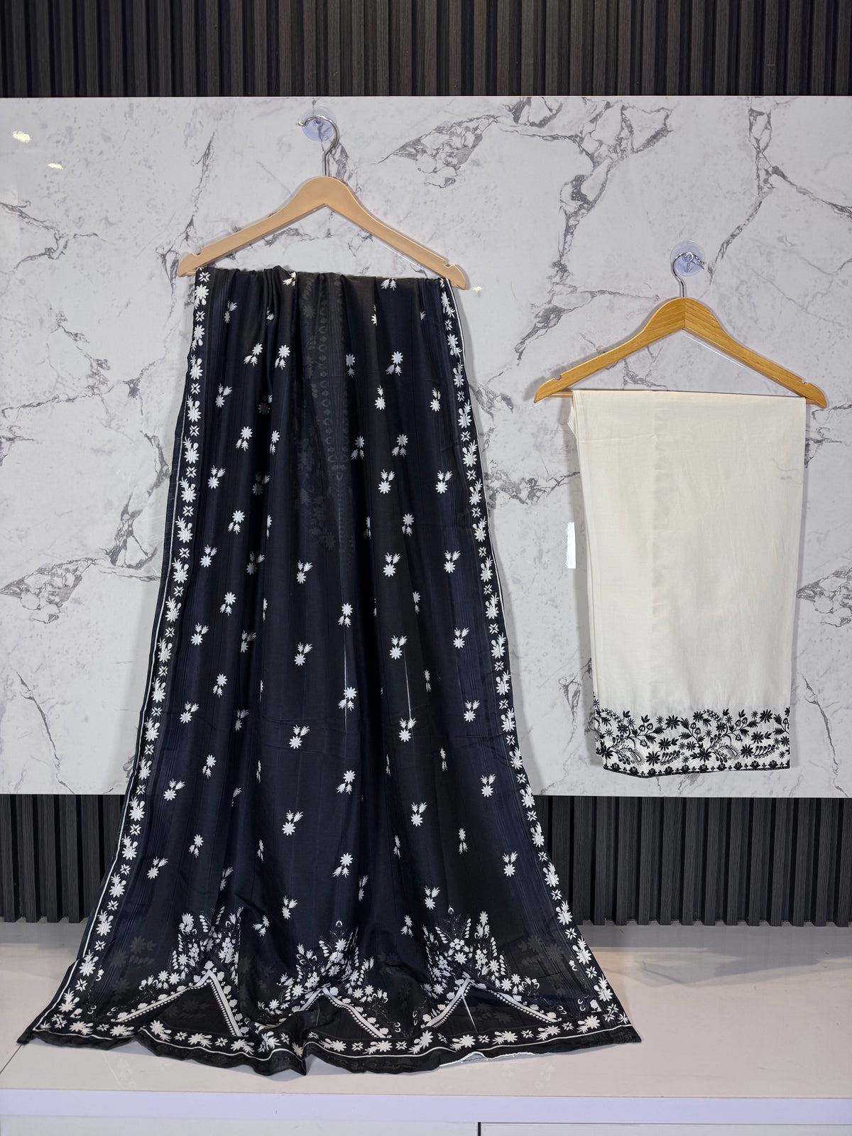 3 Piece Winter Cambric Embroidered Suit