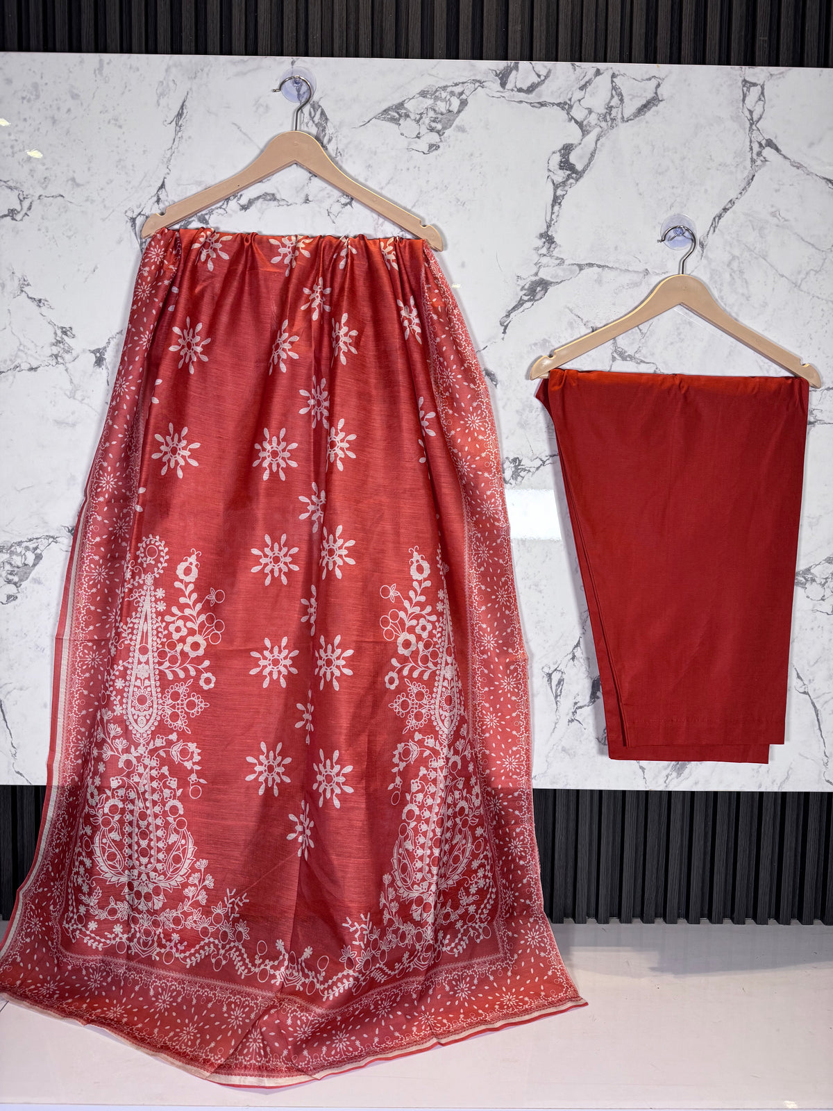 3 Piece Winter Cambric Embroidered Suit