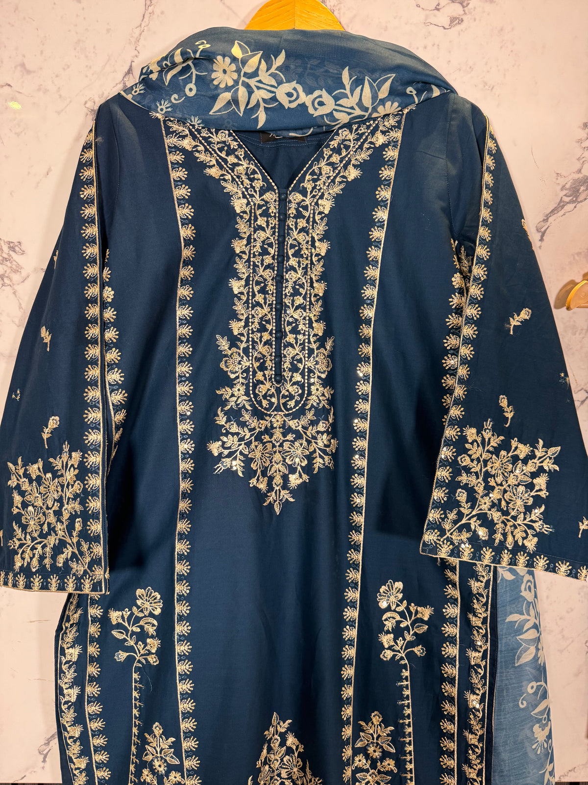 3 Piece Embroidered Winter Cotton Suit
