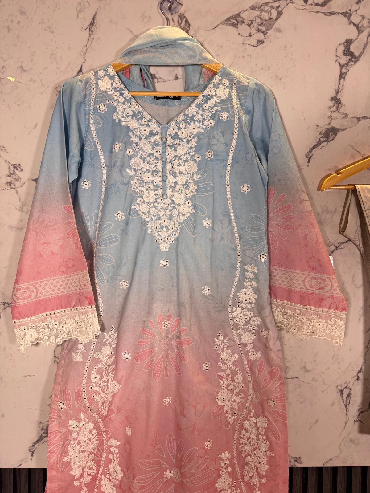 3 Piece Embroidered Winter Cambric Suit