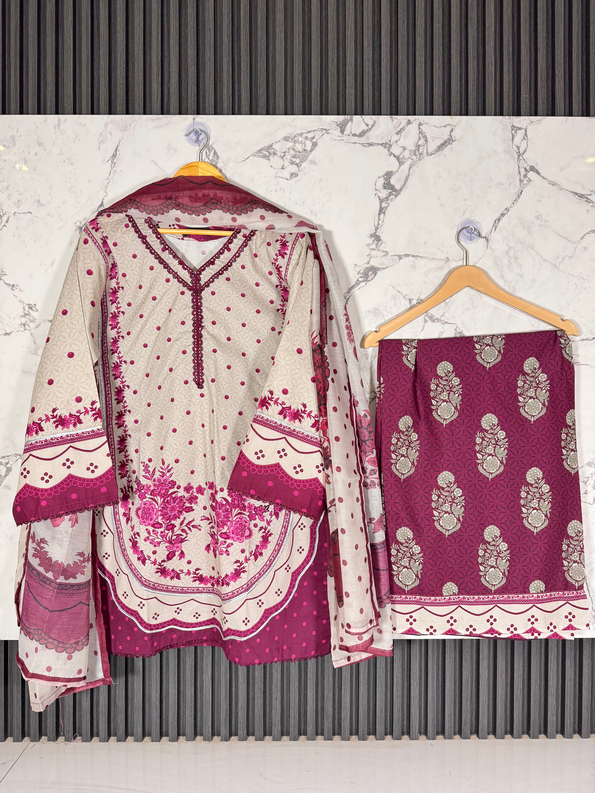 3 Piece Printed Winter Cotton Suit