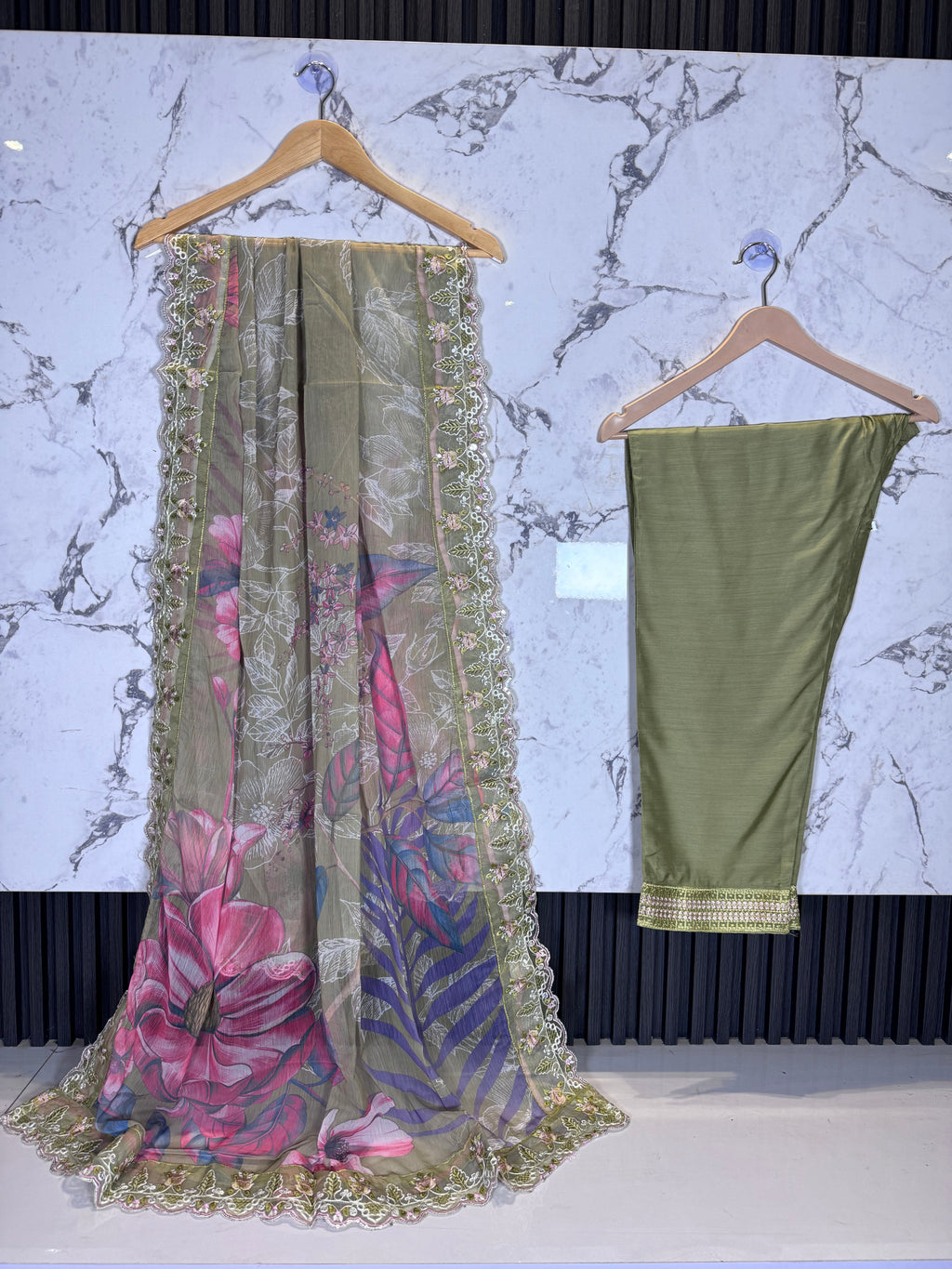 3 Piece Viscous Full Embroidered Suit