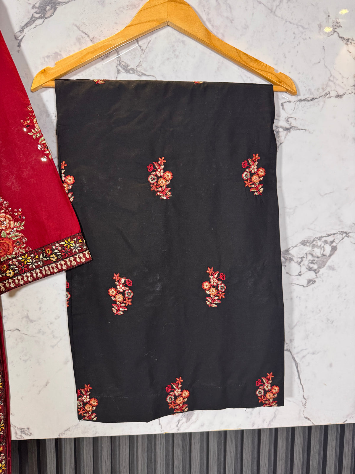 3 Piece Embroidered Winter Cambric Suit