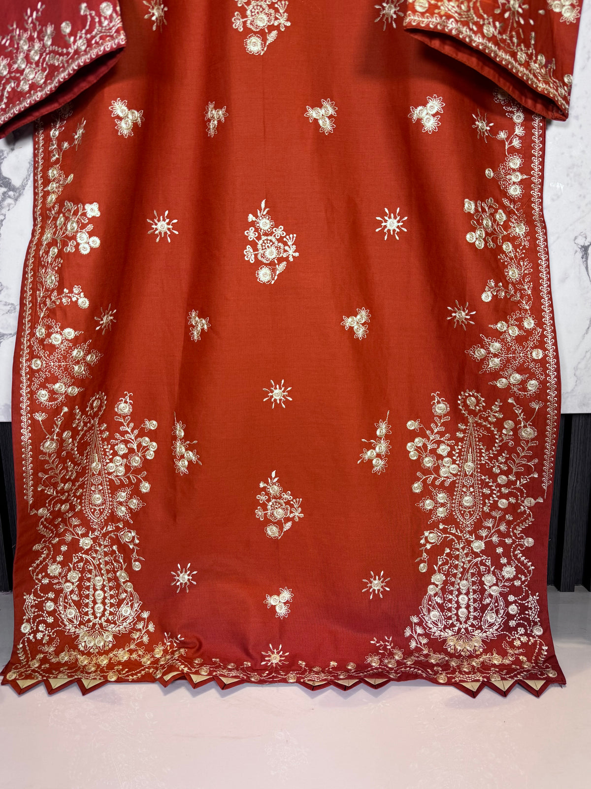 3 Piece Winter Cambric Embroidered Suit