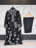 3 Piece Winter Cambric Embroidered Suit