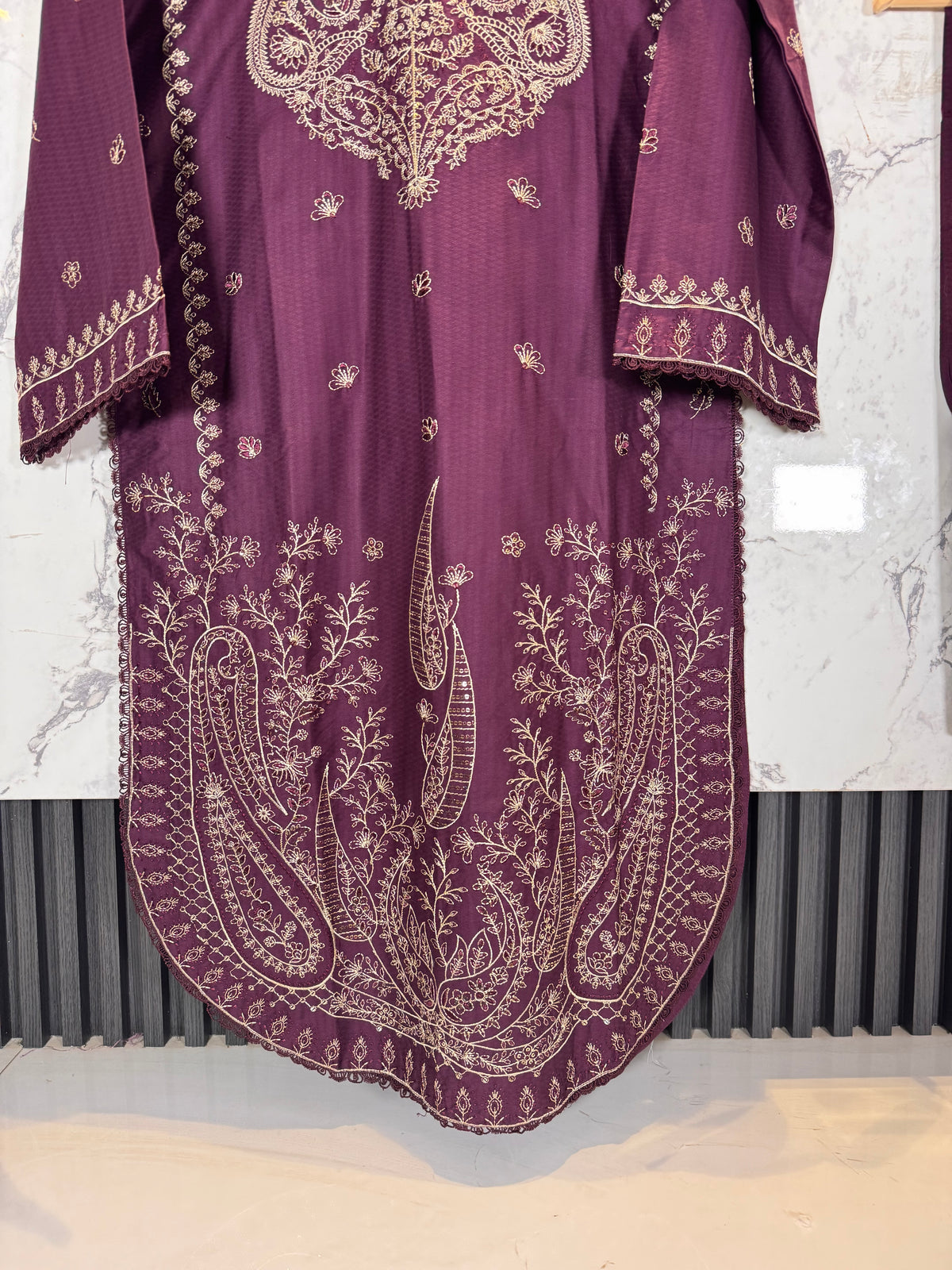 3 Piece Embroidered Winter Cambric Suit
