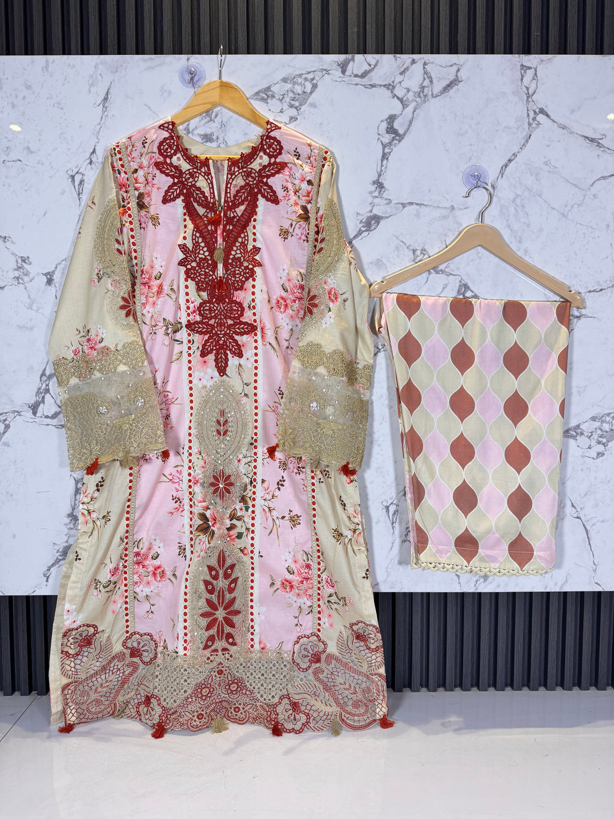 3 Piece Embroidered Patch Work Lawn suit