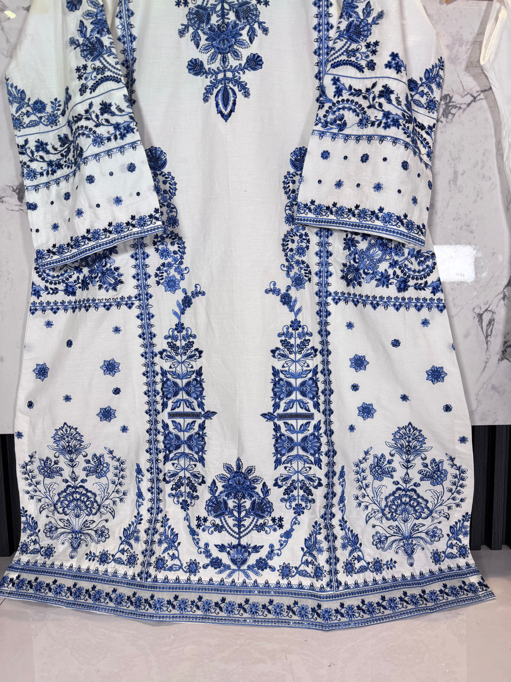 3 Piece Winter Cambric Embroidered Suit