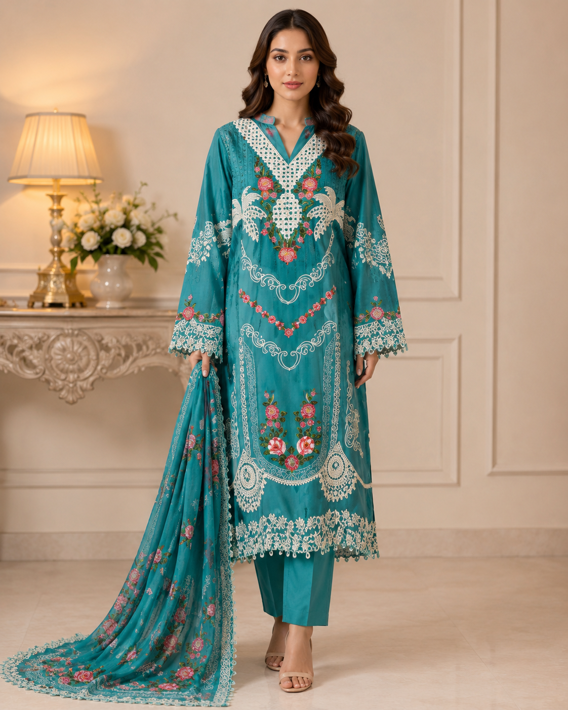 3 Piece - Embroidered Suit