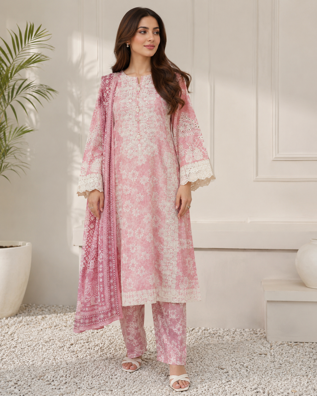 3 Piece Embroidered Suit
