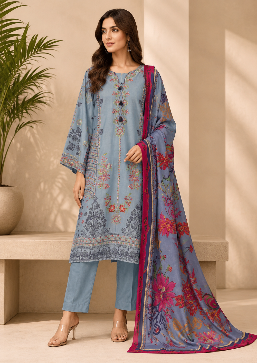 3 Piece Full Embroidered Lawn Suit