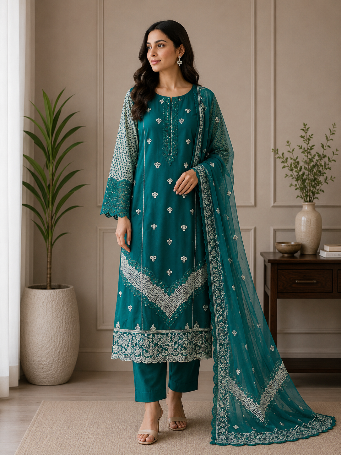 3 Piece Lawn Embroidered Suit