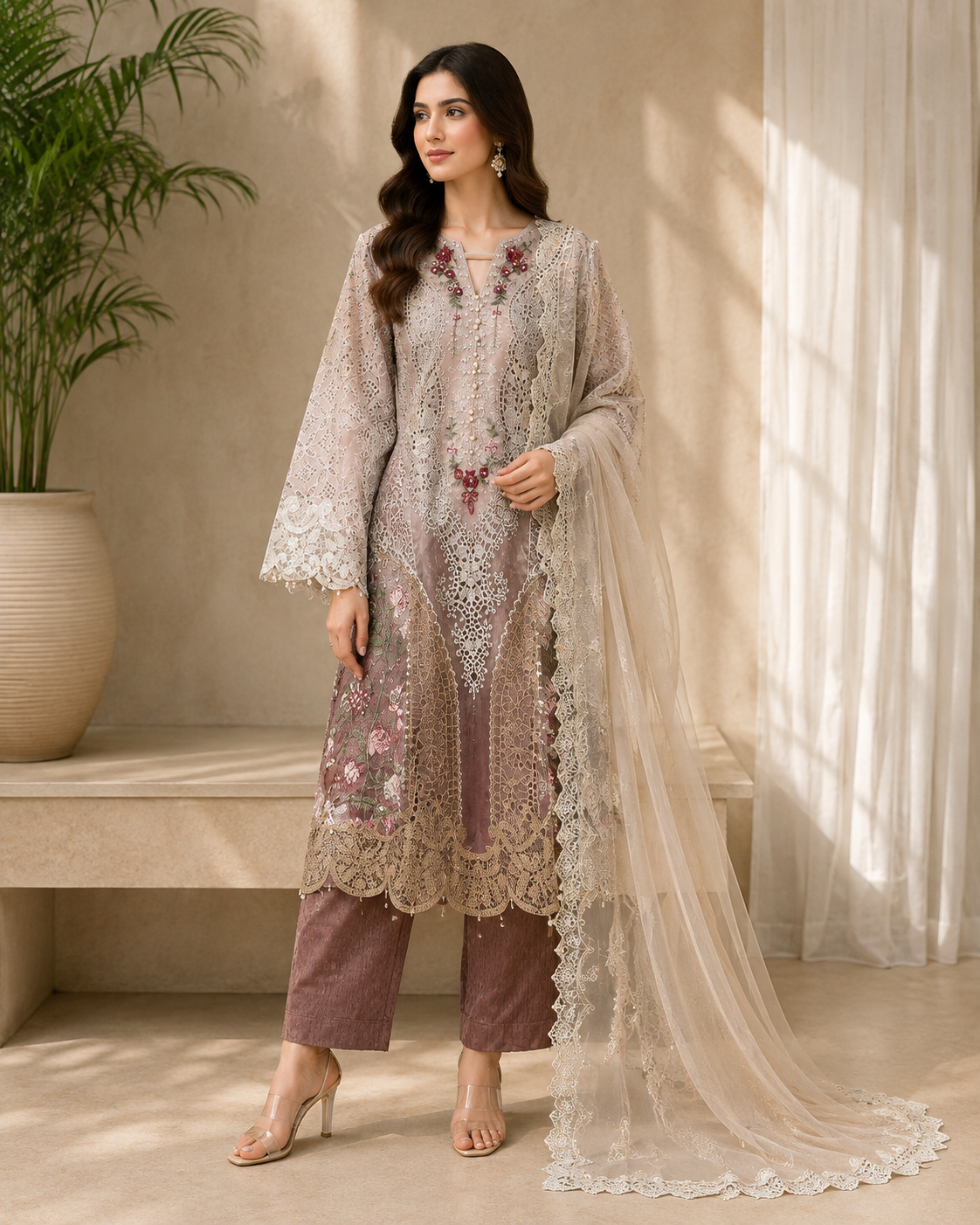 3 Piece Maria B Design Organza Suit