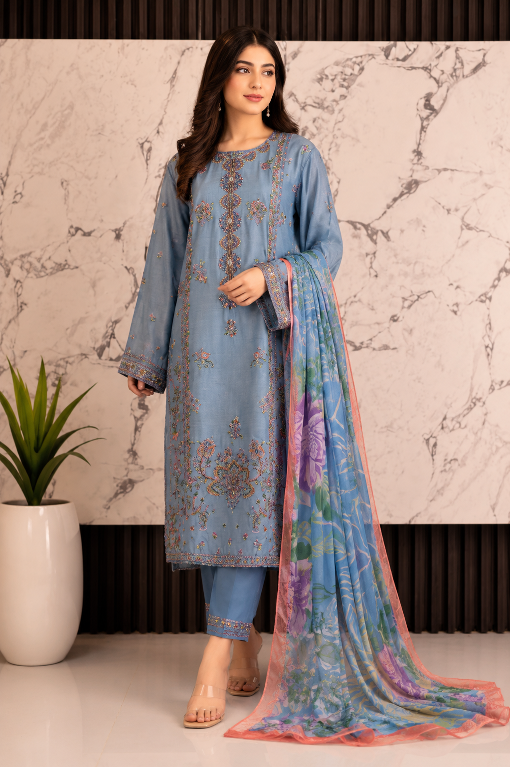 3 Piece Full Embroidered Lawn Suit