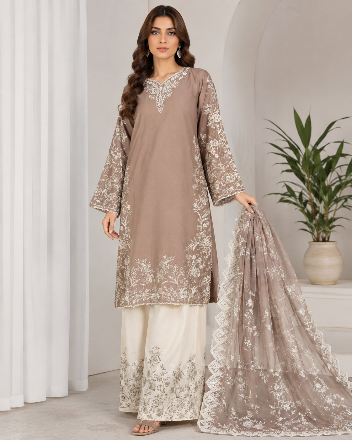 3 Piece Full Embroidered Lawn Cotton Suit