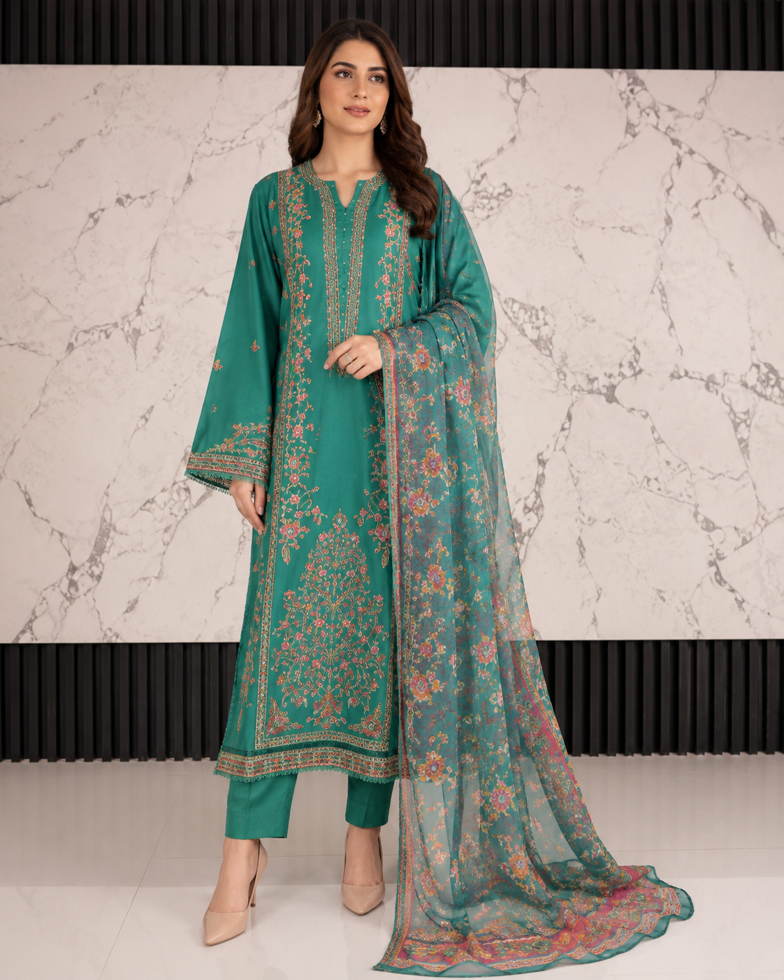 3 Piece Full Embroidered Lawn Suit