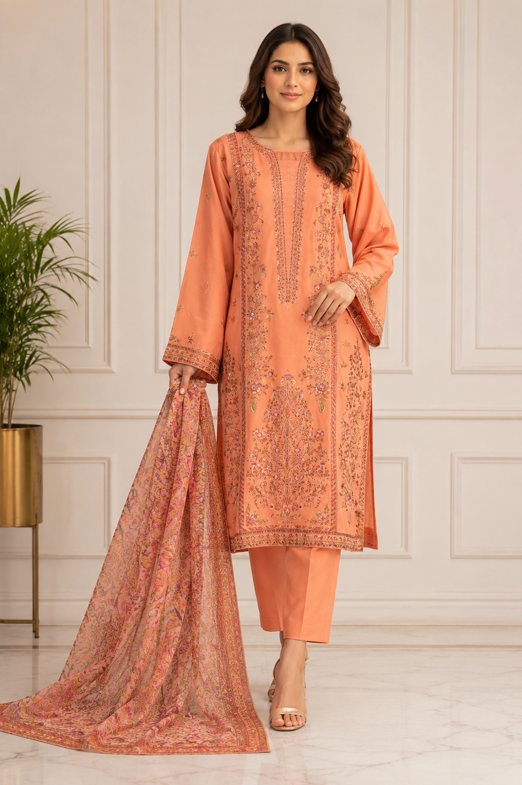 3 Piece Full Embroidered lawn Suit
