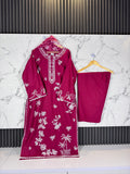 3 Piece Winter Cambric Embroidered Suit