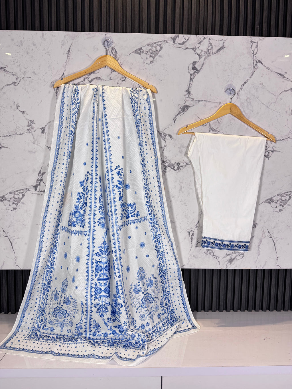 3 Piece Winter Cambric Embroidered Suit