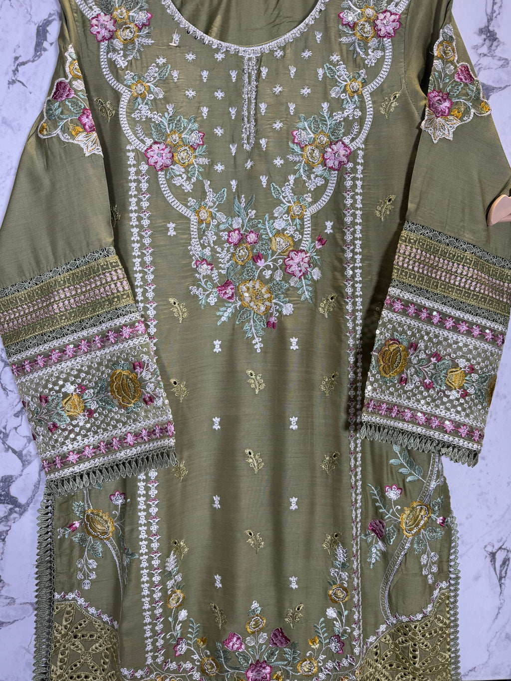 3 Piece Viscous Full Embroidered Suit